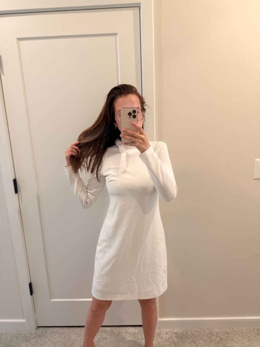 Calvin Klein White Long-Sleeve Dress